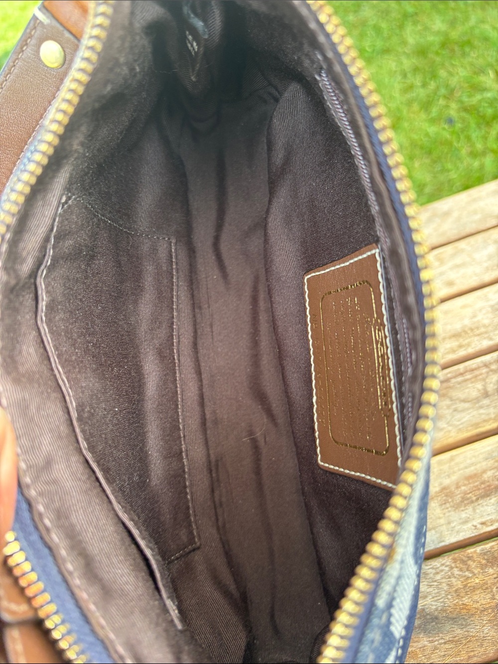 Coach Denim Mini Shoulder Bag with Brown Leather Trim - Picture 6 of 7